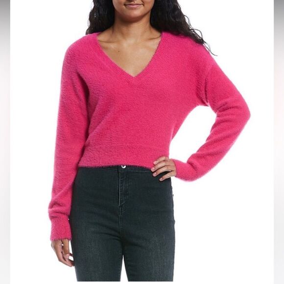 🔥 C&V Chelsea & Violet V-Neck Eyelash Sweater, Size-XXL - Picture 1 of 10